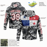 Custom Camo White-Red 3D Panama Panamanian Flag Sports Pullover Sweatshirt Salute To Service Hoodie