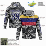 Custom Camo Navy-White 3D Venezuela Venezuelan Flag Sports Pullover Sweatshirt Salute To Service Hoodie
