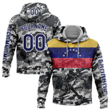Custom Camo Navy-White 3D Venezuela Venezuelan Flag Sports Pullover Sweatshirt Salute To Service Hoodie