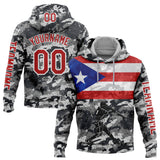 Custom Camo Red-White 3D Puerto Rico Puerto Rican Flag Sports Pullover Sweatshirt Salute To Service Hoodie