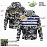 Custom Camo Navy-Yellow 3D Uruguay Uruguayan Flag Sports Pullover Sweatshirt Salute To Service Hoodie