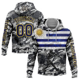Custom Camo Navy-Yellow 3D Uruguay Uruguayan Flag Sports Pullover Sweatshirt Salute To Service Hoodie