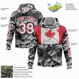 Custom Camo White-Fire Red 3D Canada Canadian Flag Sports Pullover Sweatshirt Salute To Service Hoodie