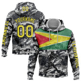 Custom Camo Light Yellow-Black 3D Guyana Flag Sports Pullover Sweatshirt Salute To Service Hoodie