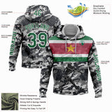 Custom Camo Kelly Green-White 3D Suriname Surinamese Flag Sports Pullover Sweatshirt Salute To Service Hoodie