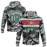 Custom Camo Kelly Green-White 3D Suriname Surinamese Flag Sports Pullover Sweatshirt Salute To Service Hoodie