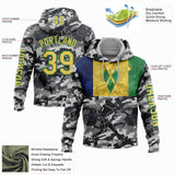 Custom Camo Yellow-Grass Green 3D Saint Vincent And The Grenadines Flag Sports Pullover Sweatshirt Salute To Service Hoodie