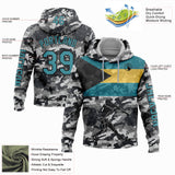 Custom Camo Teal-Black 3D Bahamas Bahamian Flag Sports Pullover Sweatshirt Salute To Service Hoodie