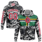 Custom Camo Red-White 3D Dominica Dominican Flag Sports Pullover Sweatshirt Salute To Service Hoodie