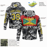 Custom Camo Yellow-Black 3D Grenada Grenadian Flag Sports Pullover Sweatshirt Salute To Service Hoodie
