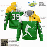 Custom Grass Green Yellow-Black 3D Brasil Brazilian Flag Sports Pullover Sweatshirt Hoodie