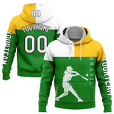 Custom Grass Green Yellow-Black 3D Brasil Brazilian Flag Sports Pullover Sweatshirt Hoodie
