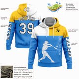 Custom Powder Blue Yellow-Black 3D Argentina Argentinian Flag Sports Pullover Sweatshirt Hoodie