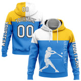 Custom Powder Blue Yellow-Black 3D Argentina Argentinian Flag Sports Pullover Sweatshirt Hoodie