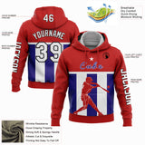 Custom Red Dark Purple-Black 3D Costa Cuba Cuban Flag Sports Pullover Sweatshirt Hoodie