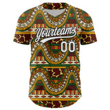 Custom Brown White-Black 3D Pattern Design Black History Month Authentic Baseball Jersey