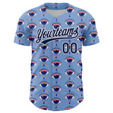 Custom Light Blue Navy-White 3D Pattern Design Evil Eyes Authentic Baseball Jersey