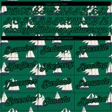 Custom Kelly Green Black 3D Pattern Design Sailing Ship Columbus Day Performance T-Shirt