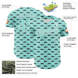 Custom Ice Blue White 3D Pattern Design Father's Day Mustache Authentic Baseball Jersey