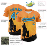 Custom Bay Orange Sky Blue-Black 3D Pattern Design Father's Day Family Love Authentic Baseball Jersey