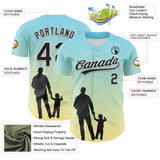 Custom Ice Blue Black-White 3D Pattern Design Father's Day Family Love Authentic Baseball Jersey