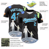 Custom Black Sky Blue-White 3D Pattern Design Father's Day Family Love Authentic Baseball Jersey