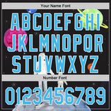 Custom Black Sky Blue-White 3D Pattern Design Father's Day Family Love Authentic Baseball Jersey