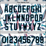 Custom White Black-Sky Blue 3D Pattern Design Father's Day Mustache And Tie Authentic Baseball Jersey