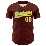 Custom Brown Yellow-Lakes Blue 3D Pattern Design Father's Day King Crown Authentic Baseball Jersey