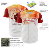 Custom White Red 3D Pattern Design Mother's Day Family Love Authentic Baseball Jersey