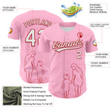 Custom Light Pink White-Red 3D Pattern Design Mother's Day Family Love Authentic Baseball Jersey