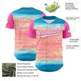 Custom Sky Blue White-Pink 3D Pattern Design Mother's Day Love Authentic Baseball Jersey