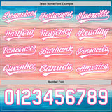 Custom Sky Blue White-Pink 3D Pattern Design Mother's Day Love Authentic Baseball Jersey