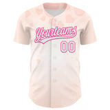 Custom Cream White-Pink 3D Pattern Design Mother's Day Family Love Authentic Baseball Jersey