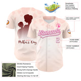 Custom Cream White-Pink 3D Pattern Design Mother's Day Family Love Authentic Baseball Jersey