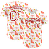 Custom White Red 3D Pattern Design Mother's Day Love Authentic Baseball Jersey