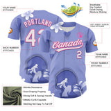 Custom Light Purple White-Pink 3D Pattern Design Mother's Day Family Love Authentic Baseball Jersey