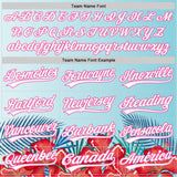 Custom Ice Blue White-Pink 3D Pattern Design Mother's Day Flower Authentic Baseball Jersey