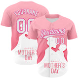 Custom Light Pink White-Pink 3D Pattern Design Mother's Day Family Love Authentic Baseball Jersey