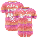 Custom Pink White-Purple 3D Pattern Design Mother's Day Flower Authentic Baseball Jersey