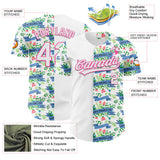 Custom White Pink 3D Pattern Design Mother's Day Flower Authentic Baseball Jersey