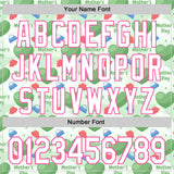 Custom Green White-Pink 3D Pattern Design Mother's Day Love Authentic Baseball Jersey