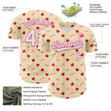 Custom Cream White-Pink 3D Pattern Design Mother's Day Love Authentic Baseball Jersey