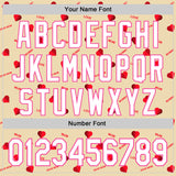 Custom Cream White-Pink 3D Pattern Design Mother's Day Love Authentic Baseball Jersey