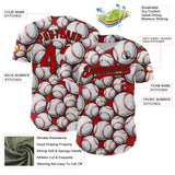 Custom Red Black-White Comic Doodle Ballgame 3D Pattern Design Authentic Baseball Jersey