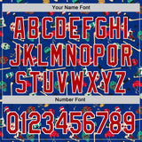 Custom Royal Red-White Comic Doodle Ballgame 3D Pattern Design Authentic Baseball Jersey