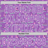 Custom Medium Purple White Comic Doodle Ballgame 3D Pattern Design Authentic Baseball Jersey