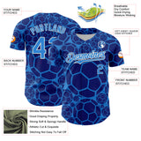 Custom Electric Blue White Comic Doodle Ballgame 3D Pattern Design Authentic Baseball Jersey