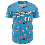 Custom Sky Blue White-Black 3D Hawaii Beach Authentic Baseball Jersey