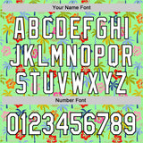 Custom Pea Green White-Black 3D Hawai Tropical Palm Tree And Flower Authentic Baseball Jersey